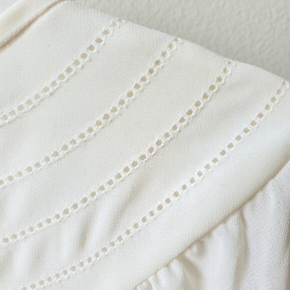 Women Loft Ivory Button Blouse Top M Sheer Career Classic Feminine Relaxed NEW - Picture 4 of 7